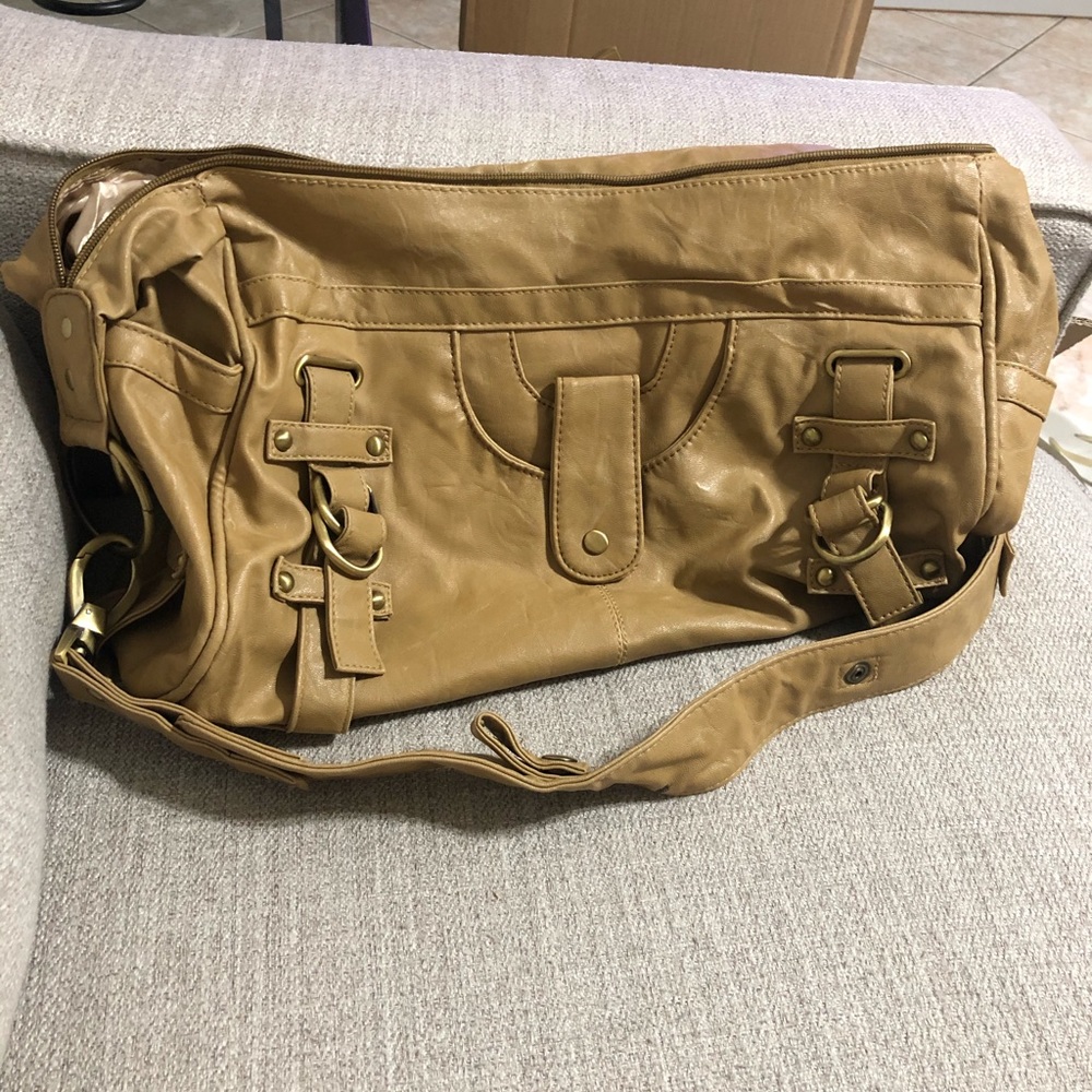 Tan faux leather crossbody bag